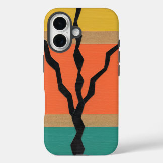 Geometric Abstract Black Cactus Silhouette iPhone 16 Case