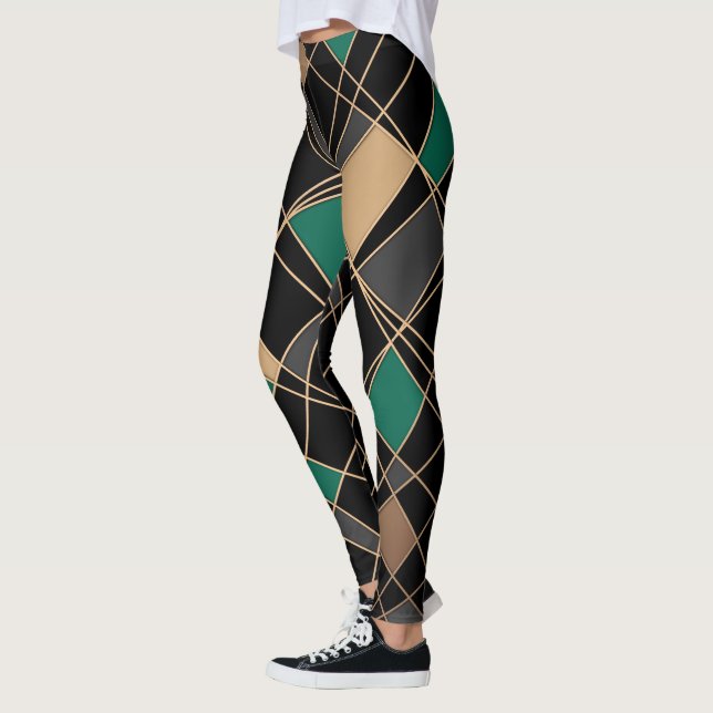 Geometric, abstract , black leggings (Left)