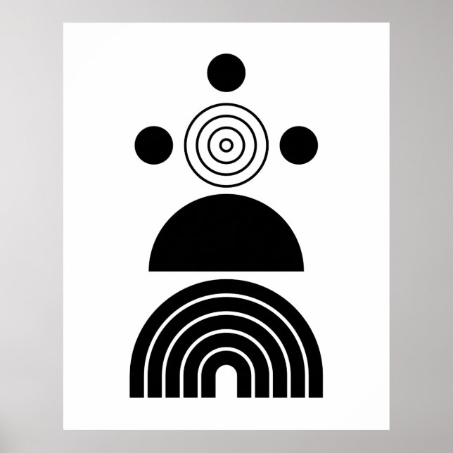 Geometric Abstract Black Mid Century Contemporary Poster (Front)