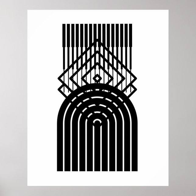 Geometric Abstract Black Mid Century Contemporary Poster (Front)