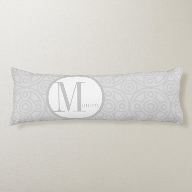 Geometric Abstract Circle Link Grey Mummy To Be Body Cushion (Front)