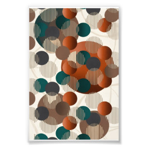 Geometric Abstract Circles Modern Brown And Blue F Photo Print