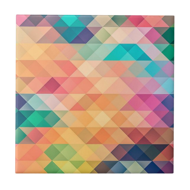 Geometric Abstract Colorful Rainbow Pastel Cute Tile (Front)