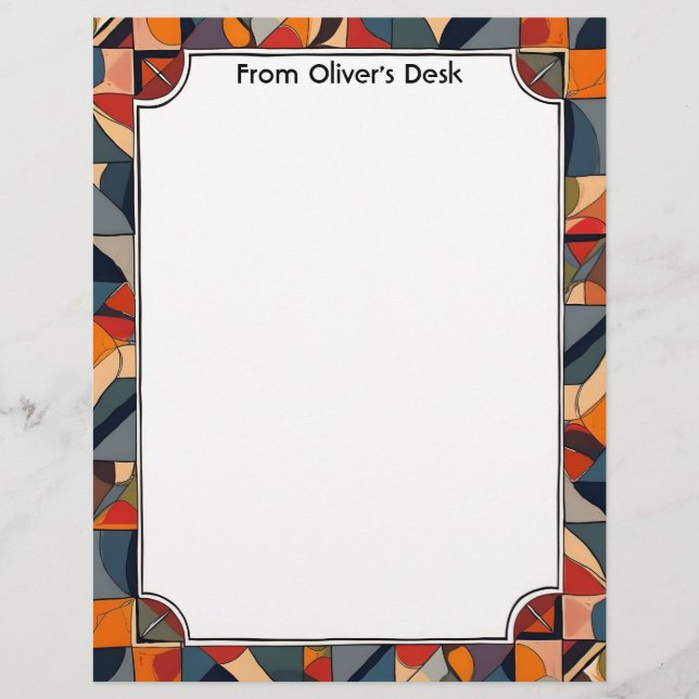 Geometric Abstract Colourful Frame Custom Letterhead (Front)