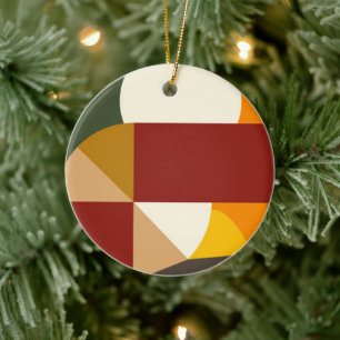 Geometric Abstract Colourful Warm Modern Shaped Ceramic Tree Decoration