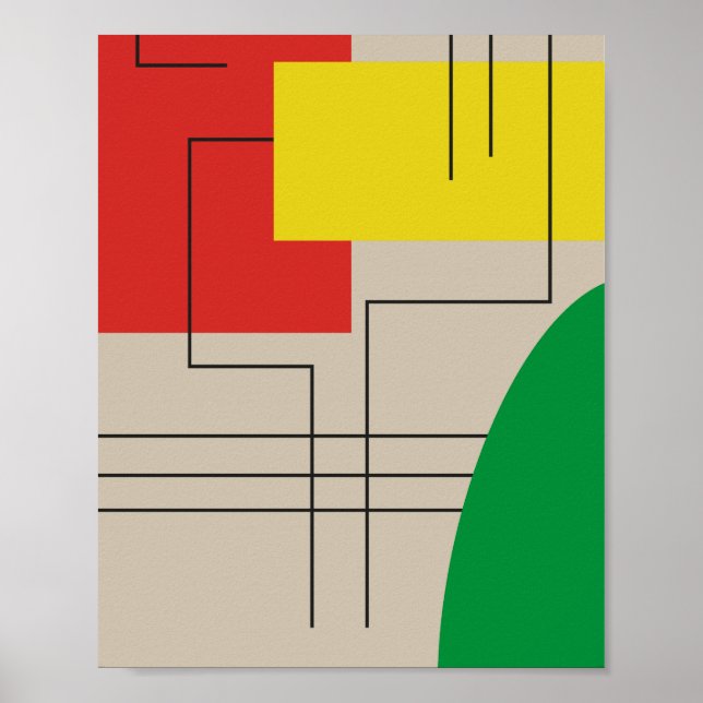 Geometric Abstract Composition with Bold Colors Poster (Front)
