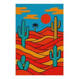 Geometric Abstract Desert Landscape Poster