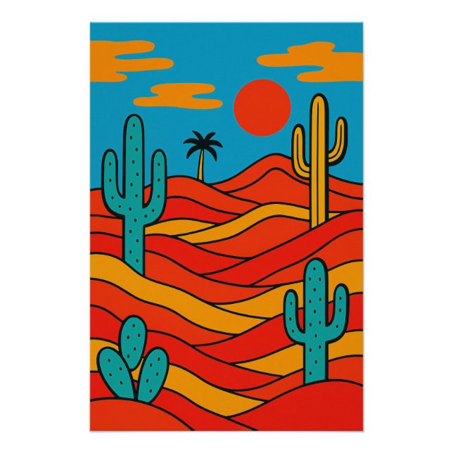 Geometric Abstract Desert Landscape Poster (Front)