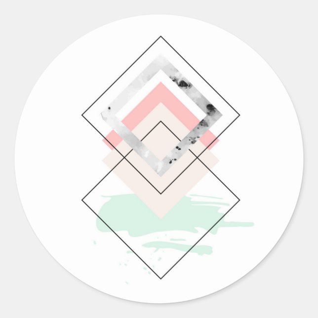 Geometric Abstract Design Classic Round Sticker (Front)