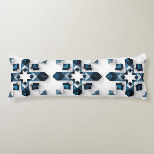 Geometric Abstract Design in Blue and White Body Cushion