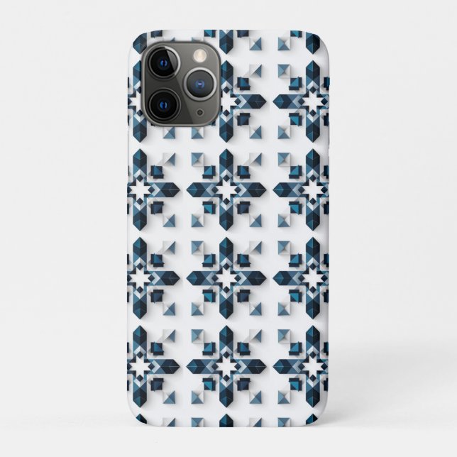 Geometric Abstract Design in Blue and White Case-Mate iPhone Case (Back)