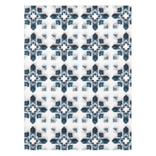 Geometric Abstract Design in Blue and White Tablecloth