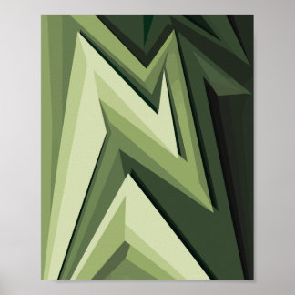 Geometric Abstract Design in Green Tones Poster
