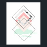 Geometric Abstract Design Poster<br><div class="desc">This design features a pink and mint green design outlined in black geometric shapes.</div>