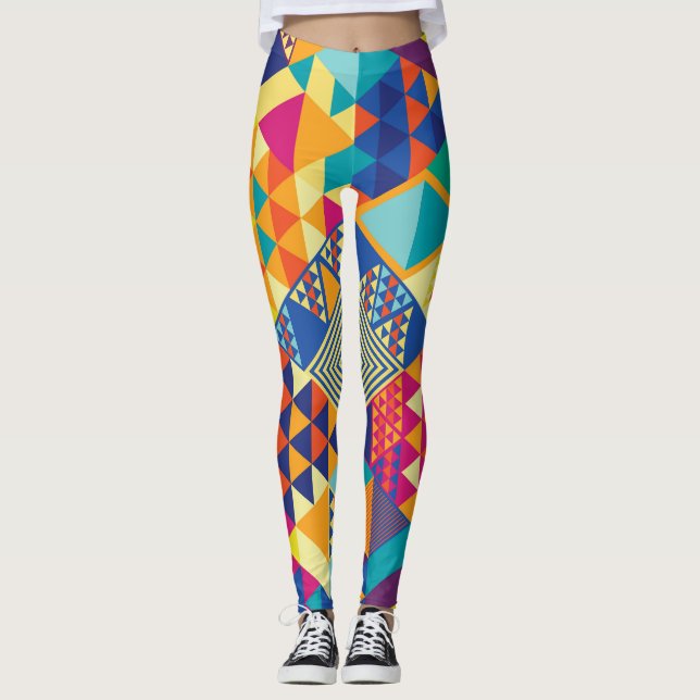 Geometric, abstract elements, vintage pattern. leggings (Front)