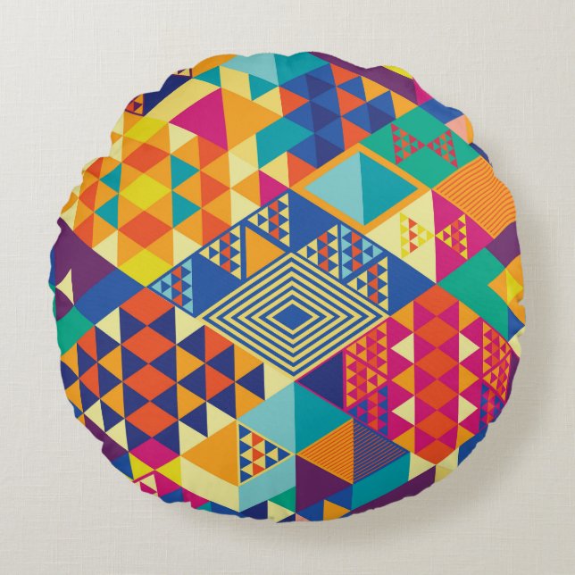 Geometric, abstract elements, vintage pattern. round cushion (Front)