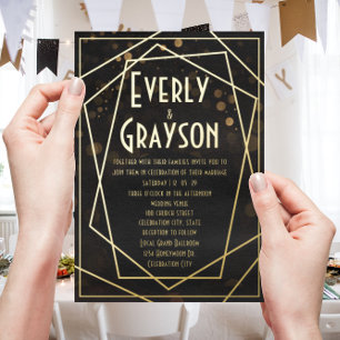 Geometric Abstract Frame Gold Wedding     