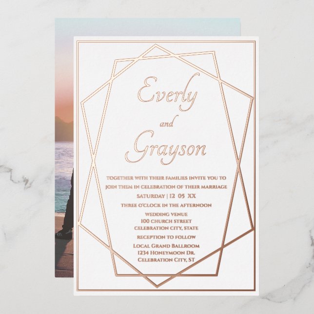 Geometric Abstract Frame Rose Gold Wedding      (Front/Back)