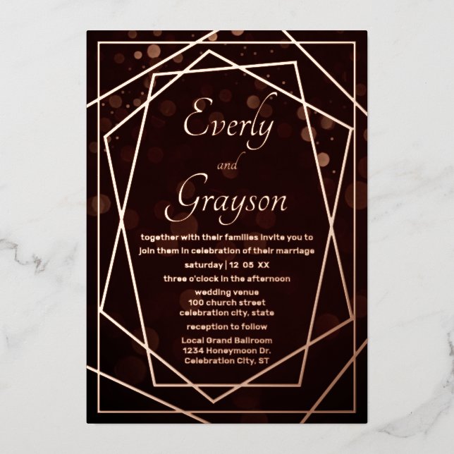 Geometric Abstract Frame Rose Gold Wedding      (Front)