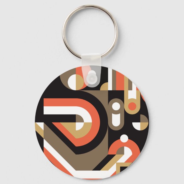 Geometric Abstract: Futuristic Artwork Design. Key Ring (Front)