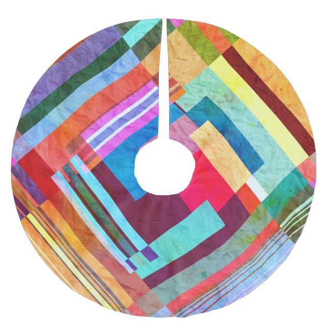 Geometric abstract, graphic colour background. brushed polyester tree skirt (Front)