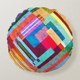 Geometric abstract, graphic colour background. round cushion