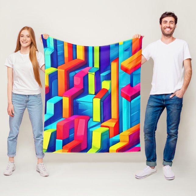 Geometric Abstract Harmony Fleece Blanket (In Situ)