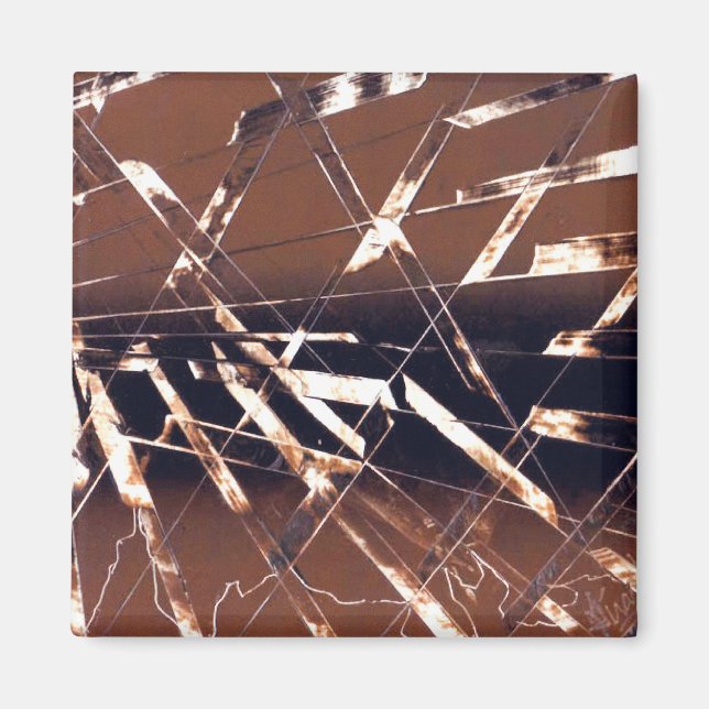 Geometric Abstract in Brown and Black Magnet (Front)