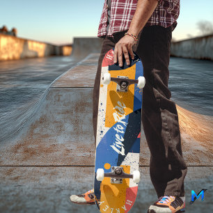 Geometric Abstract - Live to Ride Bold Skateboard
