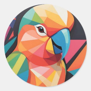 Geometric Abstract Lovebird Portrait Bold Lines Classic Round Sticker