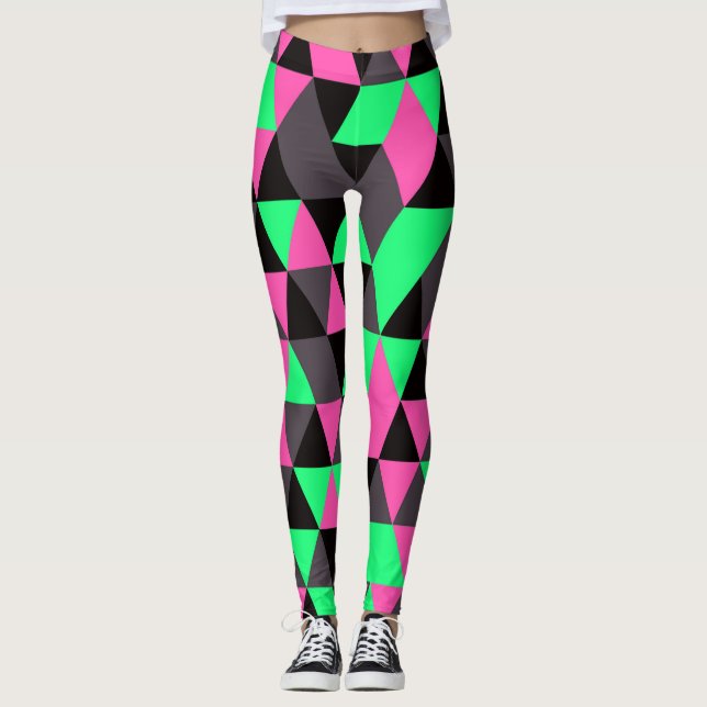 Geometric Abstract Mosaic Leggings (Front)