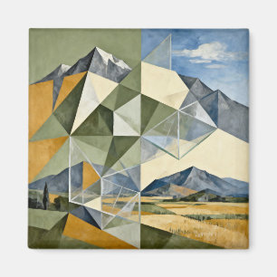 Geometric Abstract Mountain Landscape Magnet