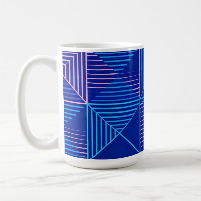 Geometric Abstract Mug Blue Pink Neon Pattern Coff (Left)