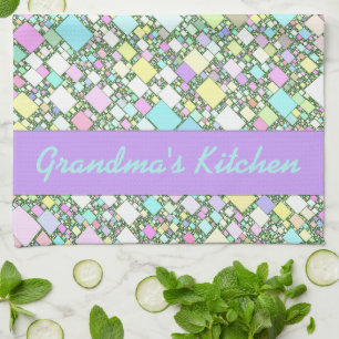 Geometric Abstract Multicolor Pastel Shapes Tea Towel