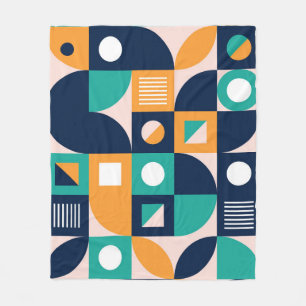 Geometric abstract pattern: colourful, modern desi fleece blanket