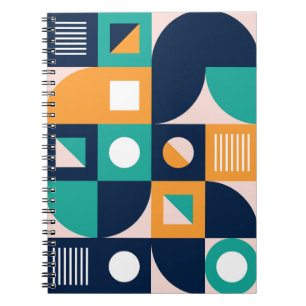 Geometric abstract pattern: colourful, modern desi notebook