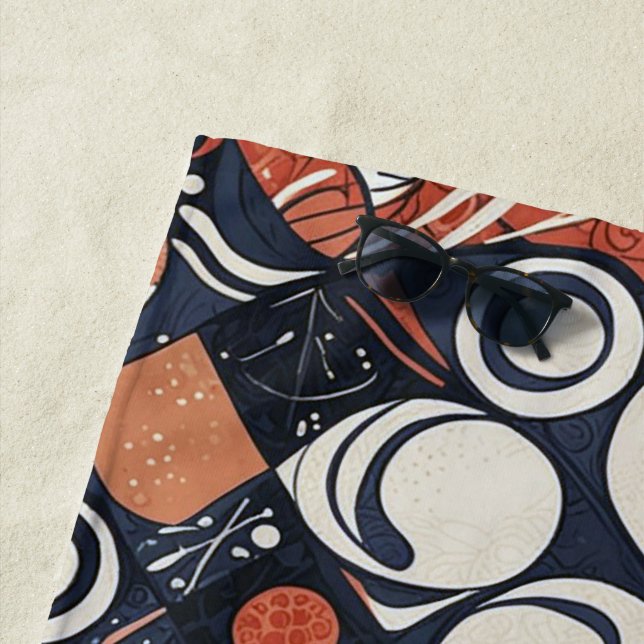 Geometric abstract pattern design 3 beach towel (In Situ)
