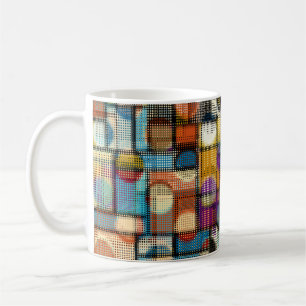 Geometric abstract pattern in low poly pixel art s coffee mug