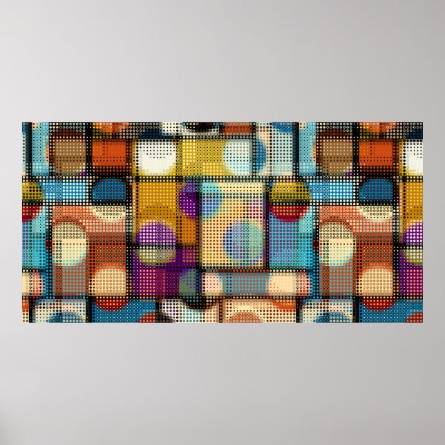 Geometric abstract pattern in low poly pixel art s poster (Front)