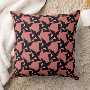 Geometric abstract pattern retro terracotta brown cushion