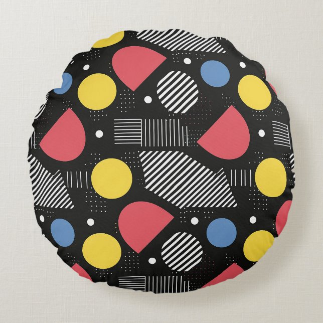 Geometric Abstract Pattern Round Cushion (Front)