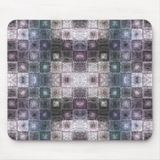 Geometric Abstract Pattern with Wireframe Cubes Mouse Mat (Front)