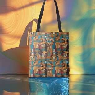 Geometric Abstract Personalised Tote Bag with Init