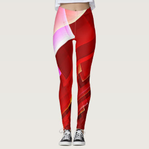 Geometric abstract red pattern leggings