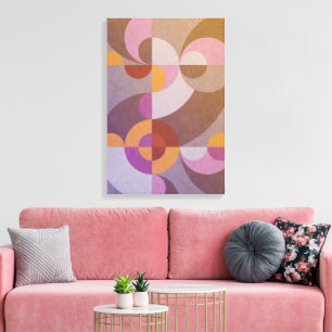 Geometric abstract retro circles Colourful pattern Canvas Print