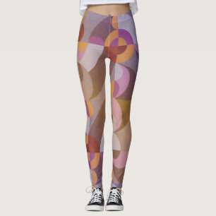Geometric abstract retro circles Colourful pattern Leggings