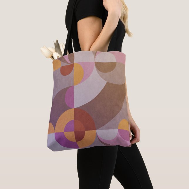Geometric abstract Retro circles Elegant colourful Tote Bag (Close Up)