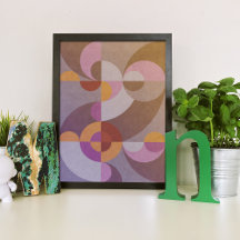 Geometric abstract retro circles in warm colours