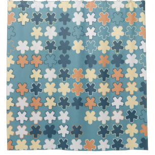 Geometric abstract seamless pattern of coloured sh shower curtain