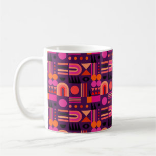 Geometric abstract seamless pattern with shapes of coffee mug